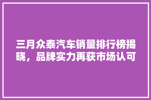 三月众泰汽车销量排行榜揭晓，品牌实力再获市场认可  第1张