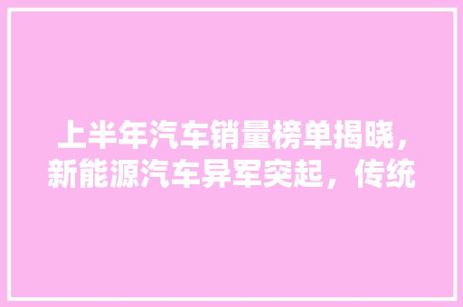 上半年汽车销量榜单揭晓，新能源汽车异军突起，传统燃油车面临挑战