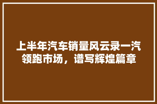 上半年汽车销量风云录一汽领跑市场，谱写辉煌篇章