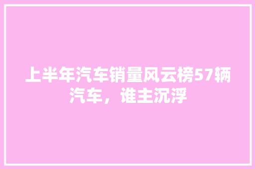上半年汽车销量风云榜57辆汽车，谁主沉浮