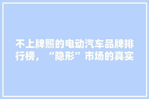 不上牌照的电动汽车品牌排行榜，“隐形”市场的真实现状