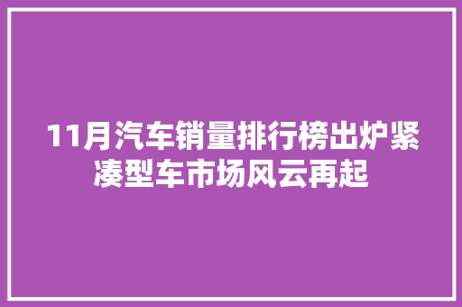 11月汽车销量排行榜出炉紧凑型车市场风云再起