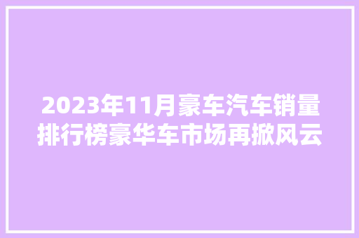 2023年11月豪车汽车销量排行榜豪华车市场再掀风云，这些品牌领跑潮流  第1张