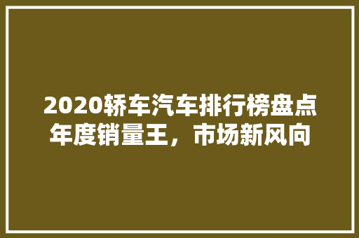 2020轿车汽车排行榜盘点年度销量王，市场新风向