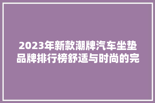 2023年新款潮牌汽车坐垫品牌排行榜舒适与时尚的完美融合  第1张