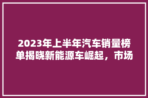 2023年上半年汽车销量榜单揭晓新能源车崛起，市场格局再洗牌