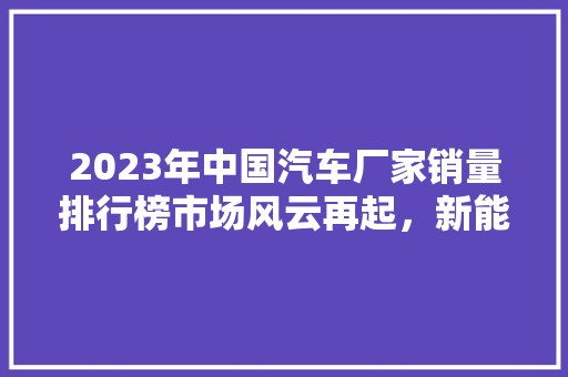 2023年中国汽车厂家销量排行榜市场风云再起，新能源汽车崭露头角  第1张