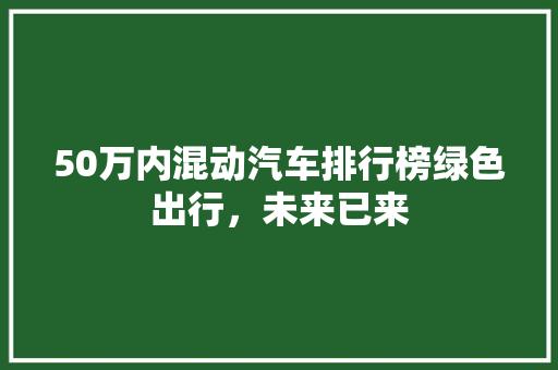 50万内混动汽车排行榜绿色出行，未来已来