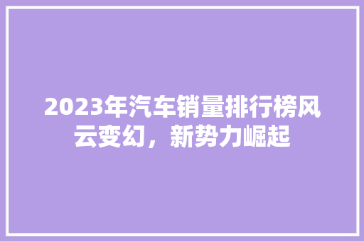 2023年汽车销量排行榜风云变幻，新势力崛起