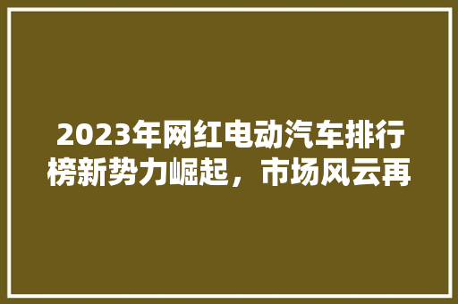2023年网红电动汽车排行榜新势力崛起，市场风云再起