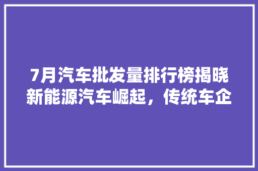 7月汽车批发量排行榜揭晓新能源汽车崛起，传统车企面临挑战