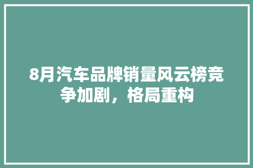 8月汽车品牌销量风云榜竞争加剧，格局重构