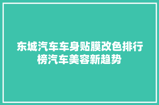 东城汽车车身贴膜改色排行榜汽车美容新趋势  第1张