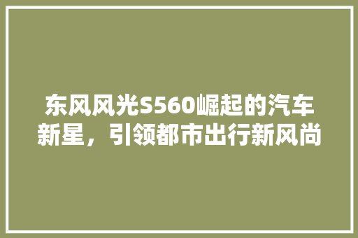 东风风光S560崛起的汽车新星，引领都市出行新风尚
