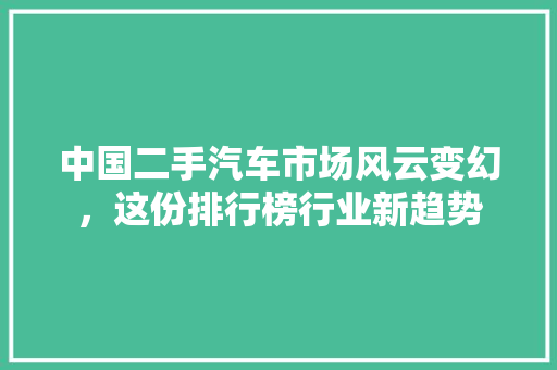 中国二手汽车市场风云变幻，这份排行榜行业新趋势