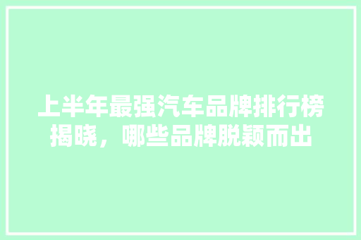上半年最强汽车品牌排行榜揭晓，哪些品牌脱颖而出