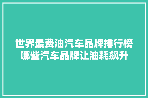 世界最费油汽车品牌排行榜哪些汽车品牌让油耗飙升