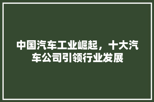 中国汽车工业崛起，十大汽车公司引领行业发展