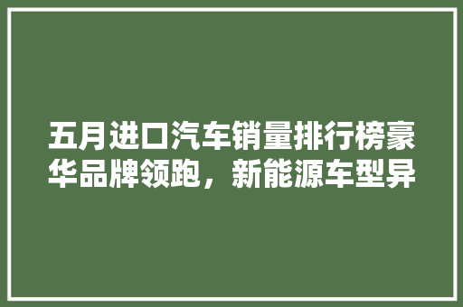 五月进口汽车销量排行榜豪华品牌领跑，新能源车型异军突起