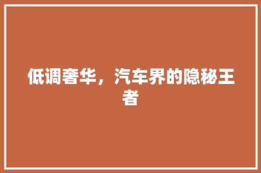 低调奢华，汽车界的隐秘王者