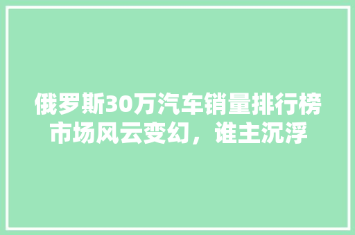 俄罗斯30万汽车销量排行榜市场风云变幻，谁主沉浮