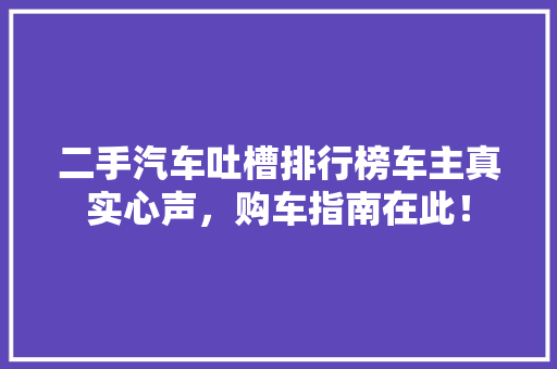 二手汽车吐槽排行榜车主真实心声，购车指南在此！