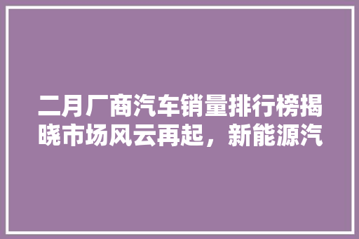 二月厂商汽车销量排行榜揭晓市场风云再起，新能源汽车崛起