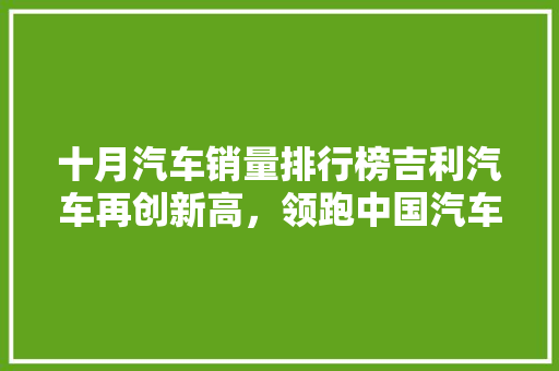 十月汽车销量排行榜吉利汽车再创新高，领跑中国汽车市场