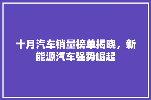 十月汽车销量榜单揭晓，新能源汽车强势崛起