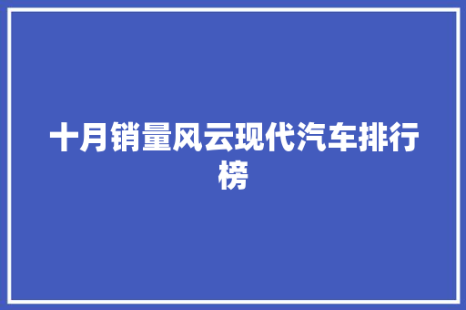 十月销量风云现代汽车排行榜