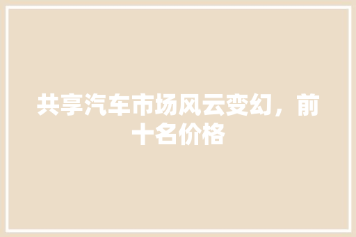 共享汽车市场风云变幻，前十名价格