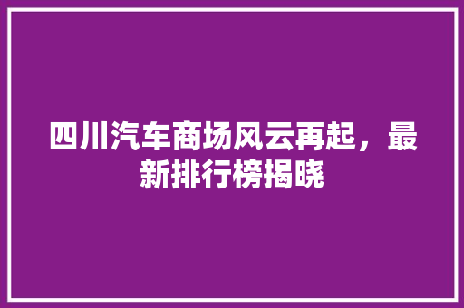 四川汽车商场风云再起，最新排行榜揭晓