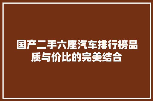 国产二手六座汽车排行榜品质与价比的完美结合