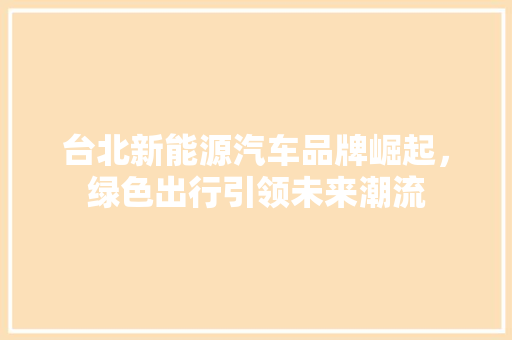 台北新能源汽车品牌崛起，绿色出行引领未来潮流
