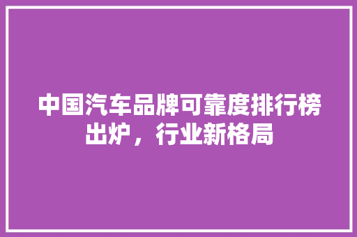 中国汽车品牌可靠度排行榜出炉，行业新格局