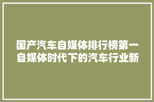 国产汽车自媒体排行榜第一自媒体时代下的汽车行业新势力
