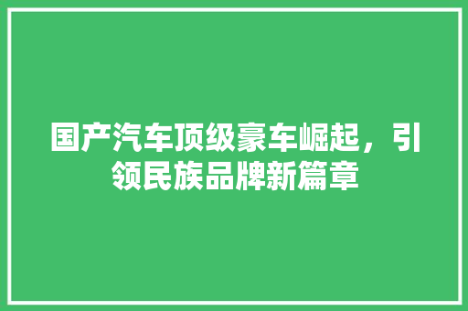 国产汽车顶级豪车崛起，引领民族品牌新篇章