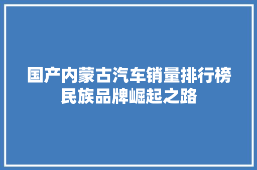 国产内蒙古汽车销量排行榜民族品牌崛起之路