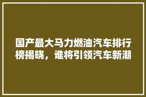 国产最大马力燃油汽车排行榜揭晓，谁将引领汽车新潮流