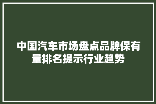 中国汽车市场盘点品牌保有量排名提示行业趋势