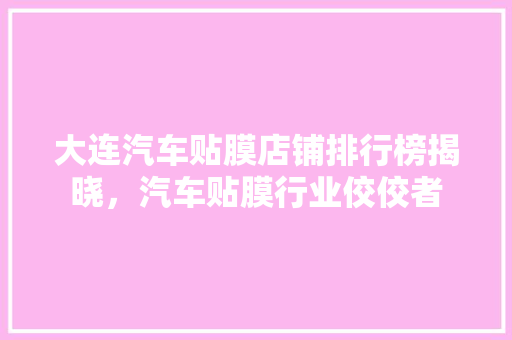 大连汽车贴膜店铺排行榜揭晓，汽车贴膜行业佼佼者  第1张