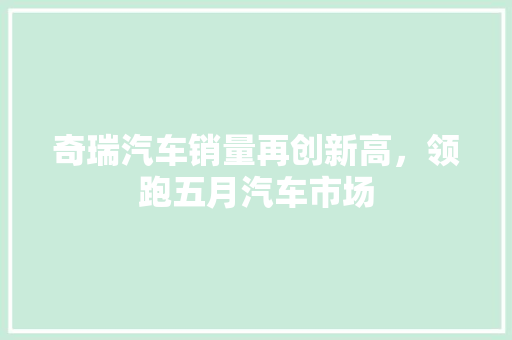 奇瑞汽车销量再创新高，领跑五月汽车市场  第1张