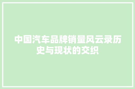 中国汽车品牌销量风云录历史与现状的交织  第1张