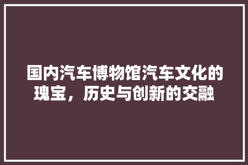 国内汽车博物馆汽车文化的瑰宝，历史与创新的交融