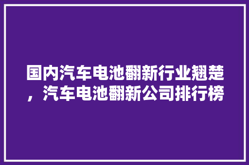 国内汽车电池翻新行业翘楚，汽车电池翻新公司排行榜