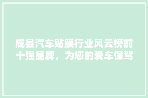 威县汽车贴膜行业风云榜前十强品牌，为您的爱车保驾护航