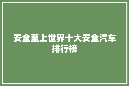 安全至上世界十大安全汽车排行榜  第1张