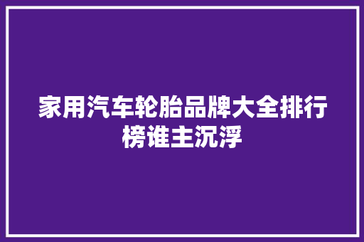 家用汽车轮胎品牌大全排行榜谁主沉浮