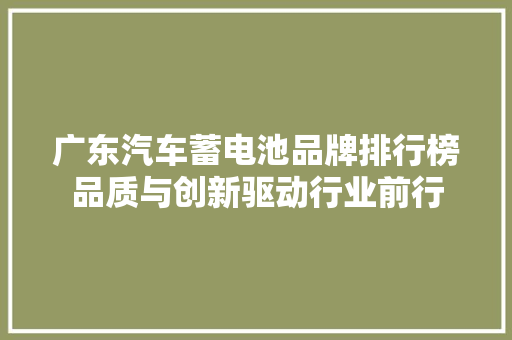 广东汽车蓄电池品牌排行榜品质与创新驱动行业前行