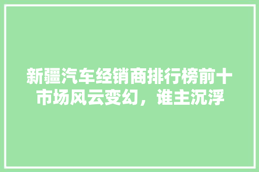 新疆汽车经销商排行榜前十市场风云变幻，谁主沉浮